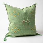Green cactus silk pillow, Moroccan Berber cushion