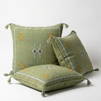 Sage green Moroccan sabra cactus silk pillow cover, 50x50 cm