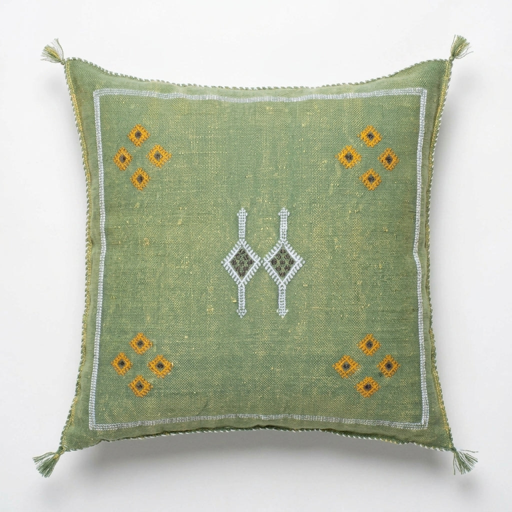 Sage green Moroccan sabra pillow, 50x50 cm