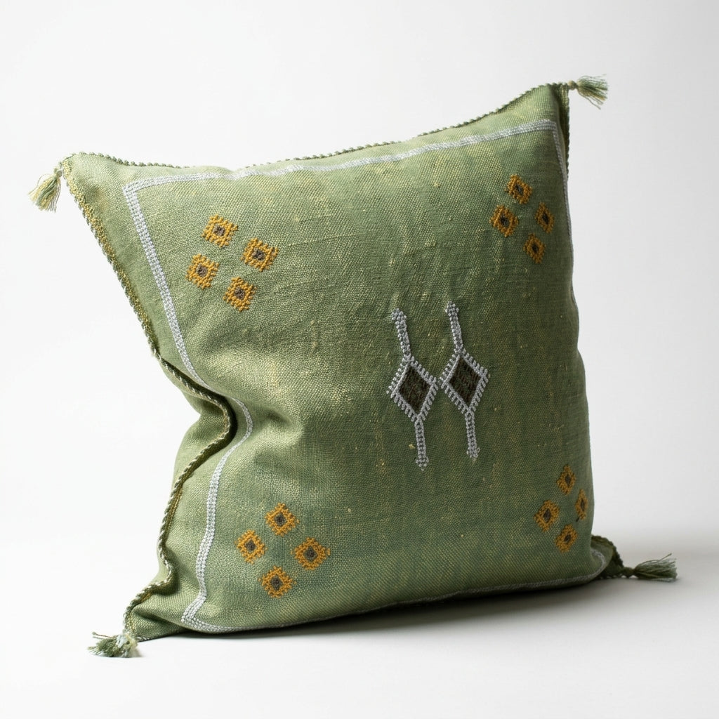 Sage green Moroccan sabra pillow, 50x50 cm