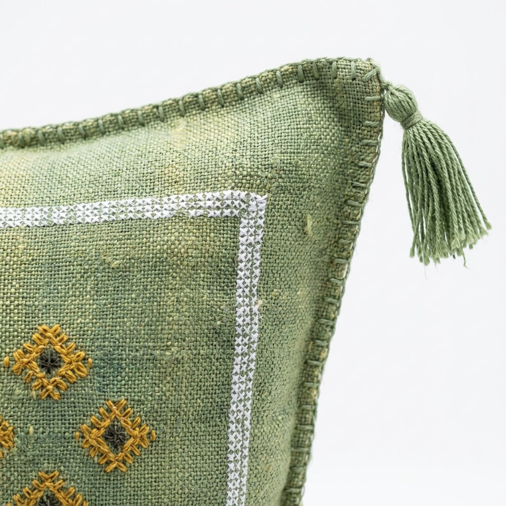 Sage green Moroccan sabra pillow, 50x50 cm