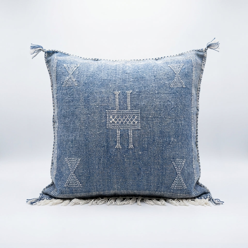 Dove blue Moroccan sabra pillow, 50x50 cm