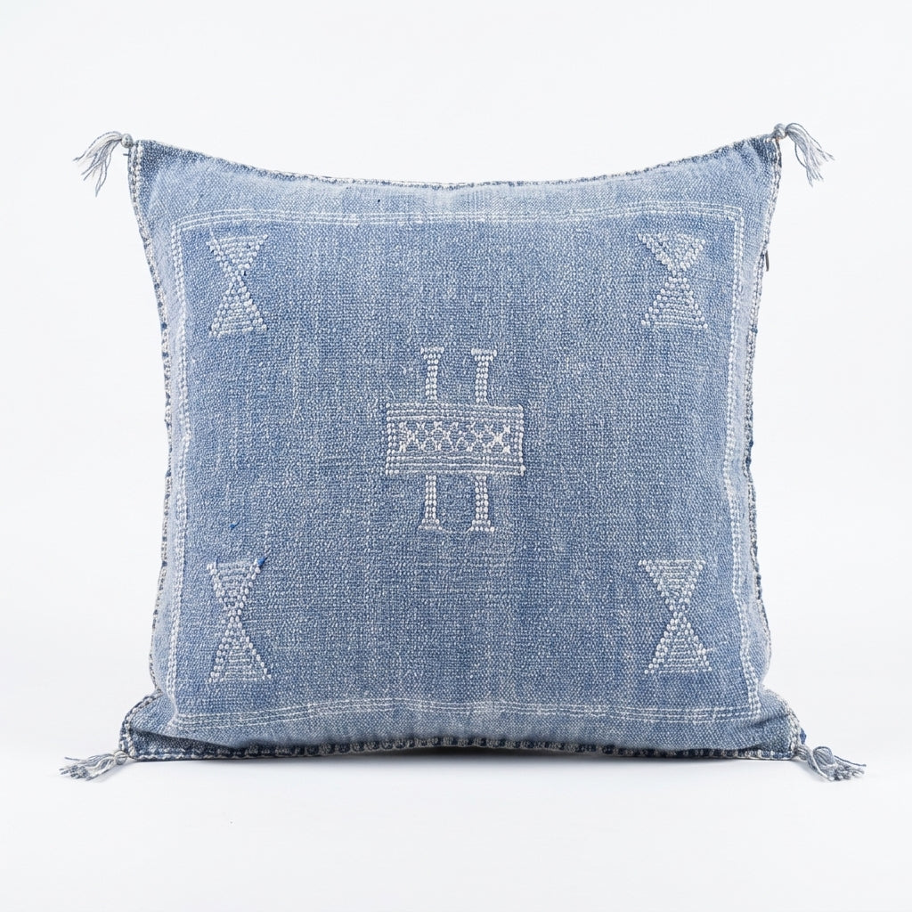 Dove blue Moroccan sabra pillow, 50x50 cm