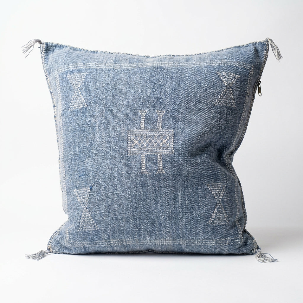 Dove blue Moroccan sabra pillow, 50x50 cm