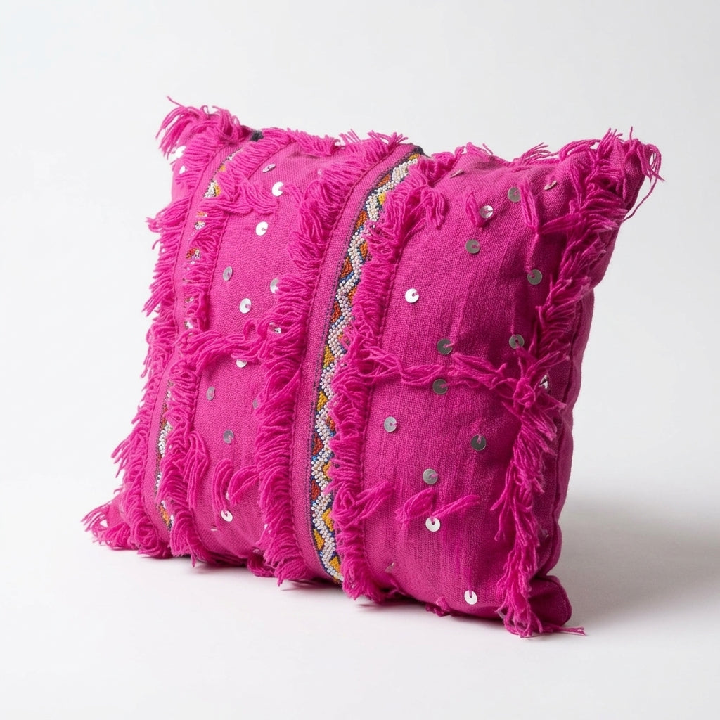 Rose Sequin Moroccan pillow cover 45x45 cm, studio photo
