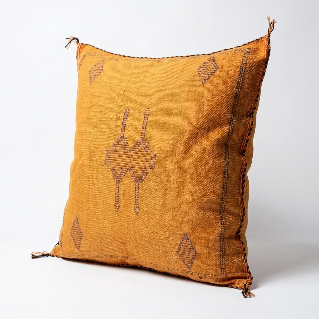 Amber Moroccan sabra cactus silk pillow cover, 50x50 cm