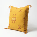 Mustard yellow Moroccan sabra cactus silk pillow cover, 50x50 cm