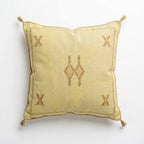 Pale yellow Moroccan sabra cactus silk pillow cover, 50x50 cm