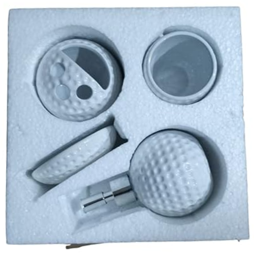 SATSUN Ceramic Honeycomb Bathroom Set (4 Pcs | White)