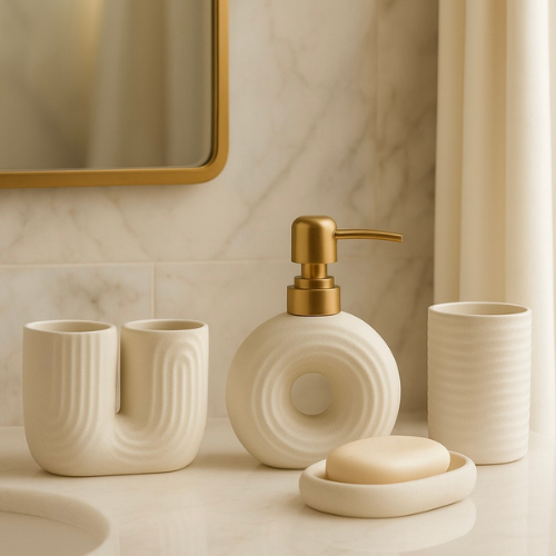 Terramoza Ceramic Bathroom Accessory Set Stripped