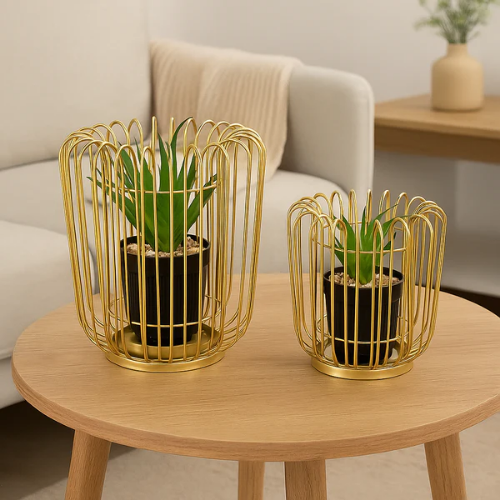 Metal Cage With Ceramic Vase