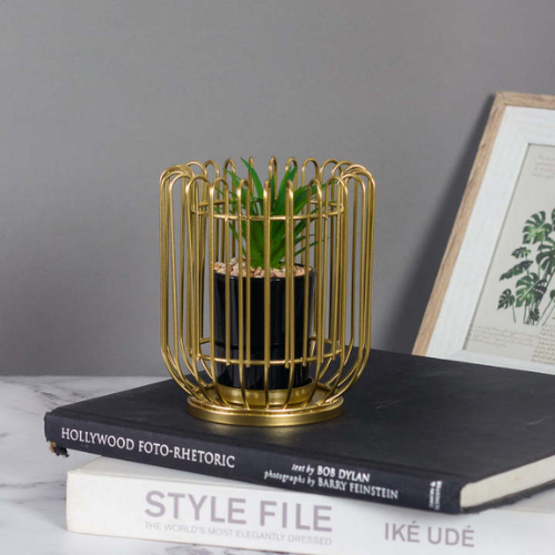 Metal Cage With Ceramic Vase