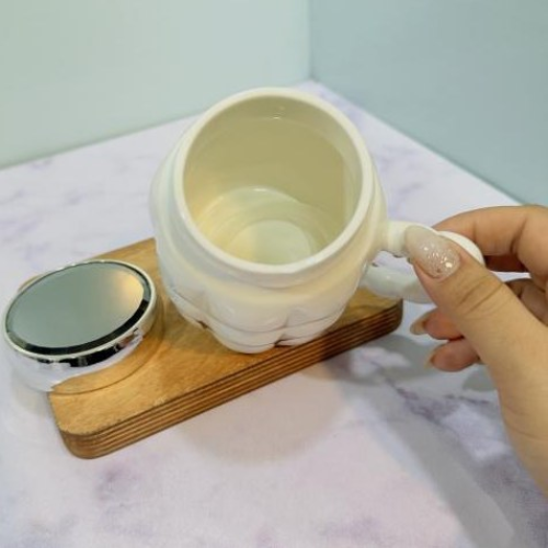 Unique Coffee & Tea Mug with Metallic Lid - Premium White