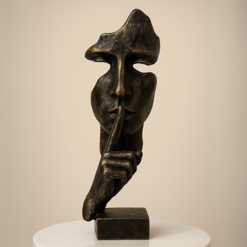 Abstract Silence Face Sculpture – Modern Home Décor Accent