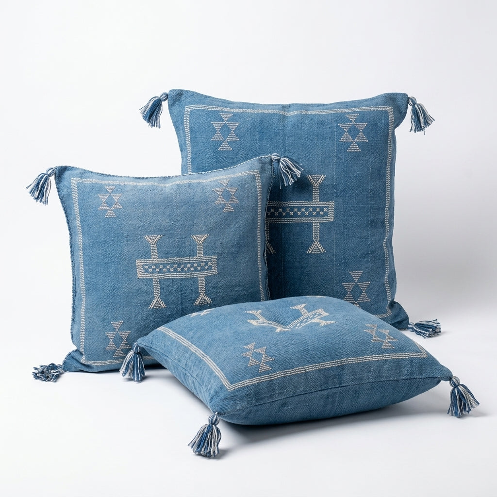 Denim blue Moroccan sabra pillow