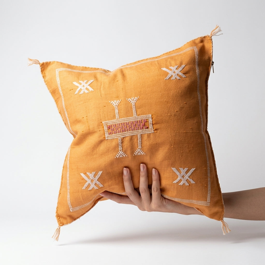 Pumpkin orange Moroccan sabra pillow