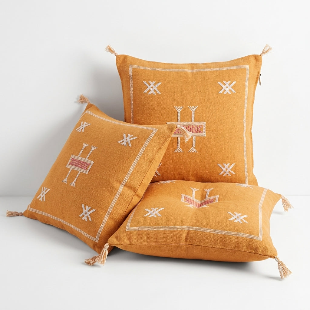Pumpkin orange Moroccan sabra pillow