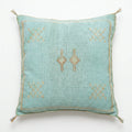 Dusty aqua Moroccan sabra cactus silk pillow cover, 50x50 cm