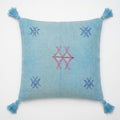 Sky blue Moroccan sabra cactus silk pillow cover, 50x50 cm
