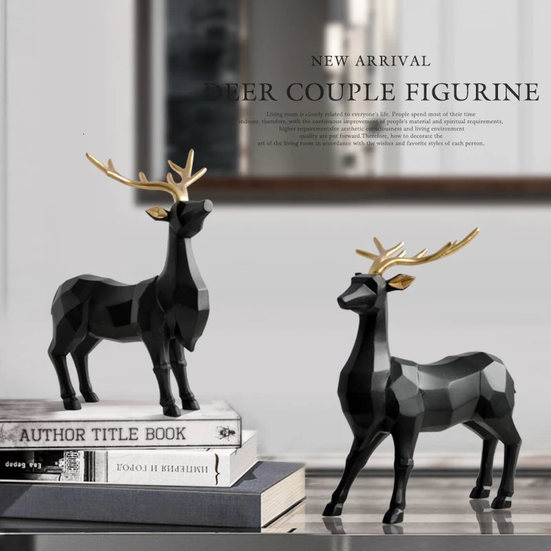 Deer statue couple pair