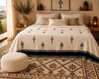 Amazigh Signs bedspread detail, handwoven Moroccan cotton, photo 7