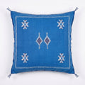 Cobalt blue Moroccan sabra cactus silk pillow cover, 50x50 cm