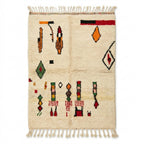 Harvest Symbols Beni Ourain rug flat lay view on white studio background