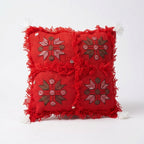 Crimson Embroidery Moroccan pillow cover, detail photo 3