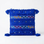 Royal Blue Triangles Moroccan pillow cover, detail photo 2