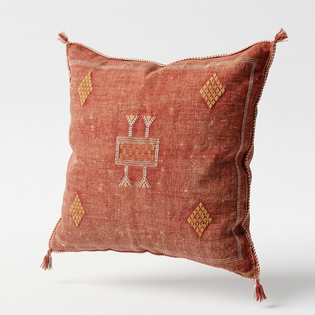 Brick red Moroccan sabra pillow