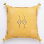 Golden yellow Moroccan sabra cactus silk pillow cover, 50x50 cm