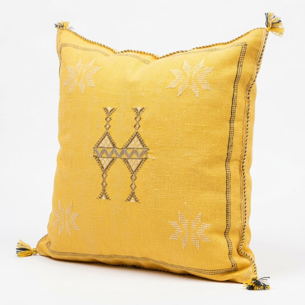 Golden yellow Moroccan sabra pillow