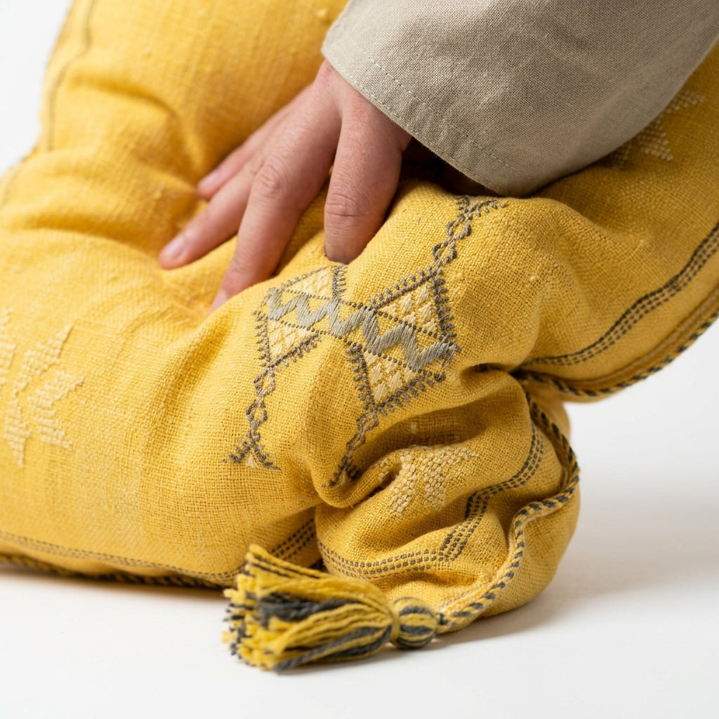 Golden yellow Moroccan sabra pillow