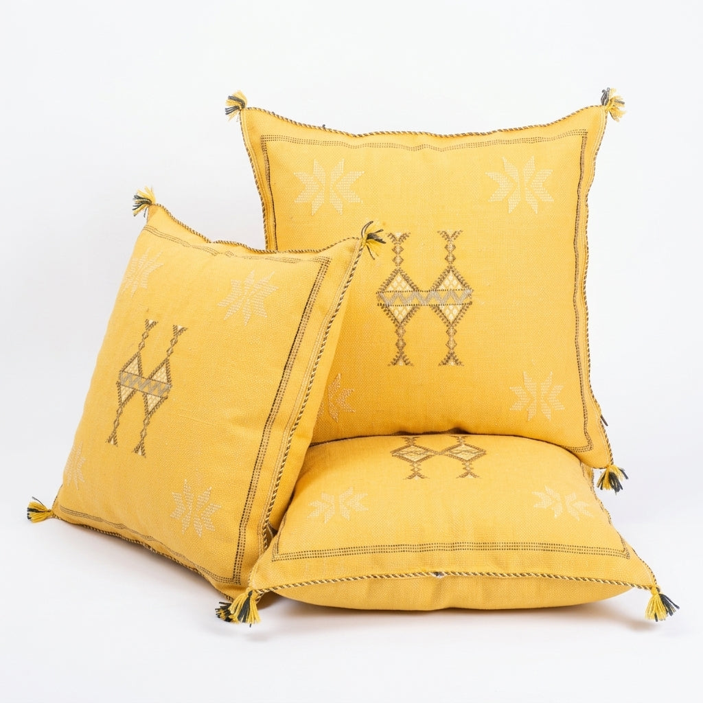 Golden yellow Moroccan sabra pillow