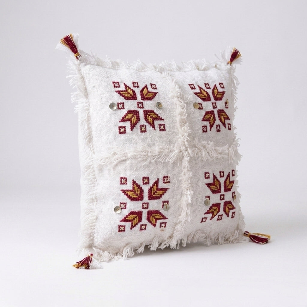 Silver Starburst Moroccan pillow cover, detail photo 4