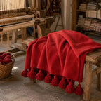 Berber Red Tassel bedspread detail, handwoven Moroccan cotton, photo 3
