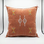Rust terracotta Moroccan sabra cactus silk pillow cover, 50x50 cm