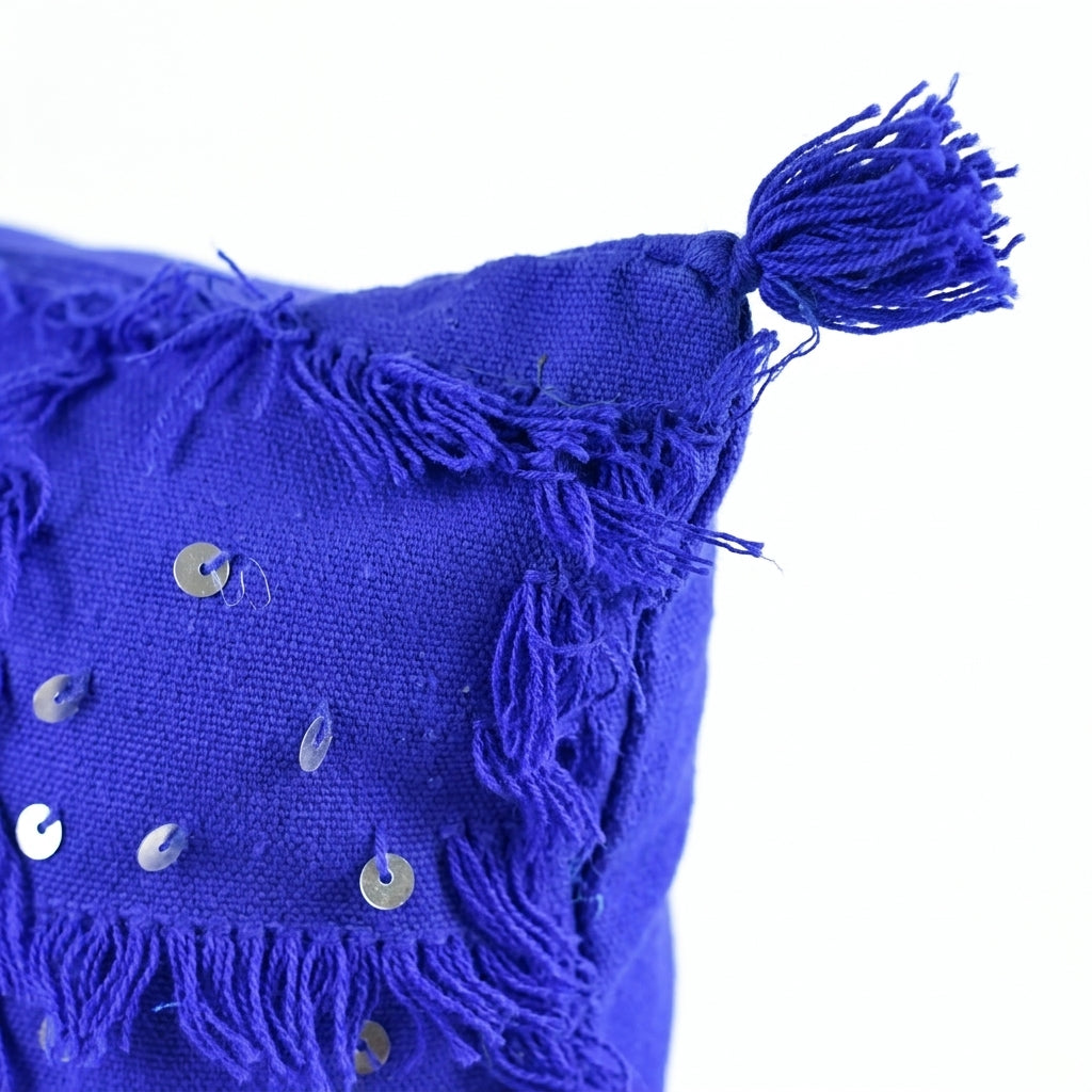 Majorelle Sequin Moroccan pillow cover, detail photo 3