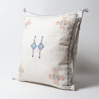 White Moroccan sabra cactus silk pillow cover, 50x50 cm