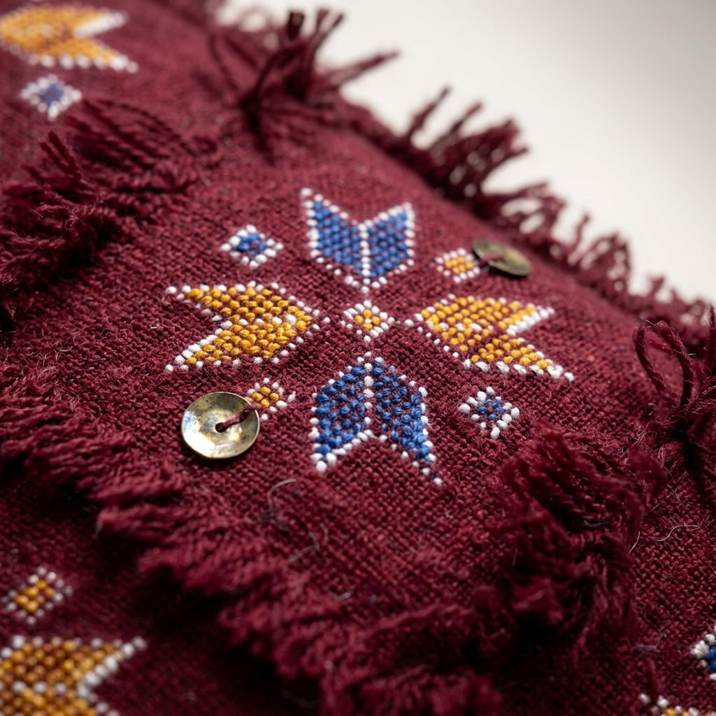 Maroon Star Moroccan pillow cover, detail photo 8