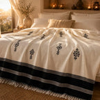 Amazigh Signs bedspread detail, handwoven Moroccan cotton, photo 5