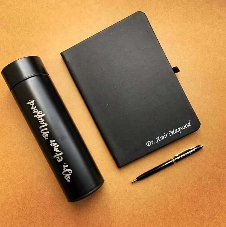 Customized Diary, Temprature Bottle and Pen set