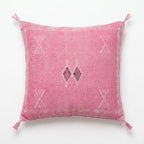 Rose pink Moroccan sabra cactus silk pillow cover, 50x50 cm