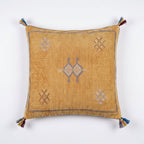 Ochre Moroccan sabra cactus silk pillow cover, 50x50 cm