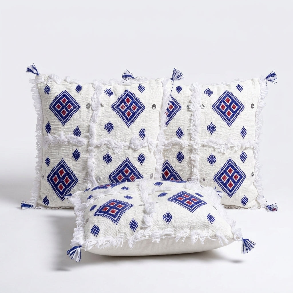 Blue Medallion Moroccan pillow cover, detail photo 6