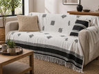 Amazigh Signs bedspread detail, handwoven Moroccan cotton, photo 3