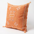 Orange Moroccan sabra cactus silk pillow cover, 50x50 cm