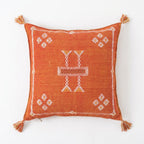Burnt orange Moroccan sabra cactus silk pillow cover, 50x50 cm