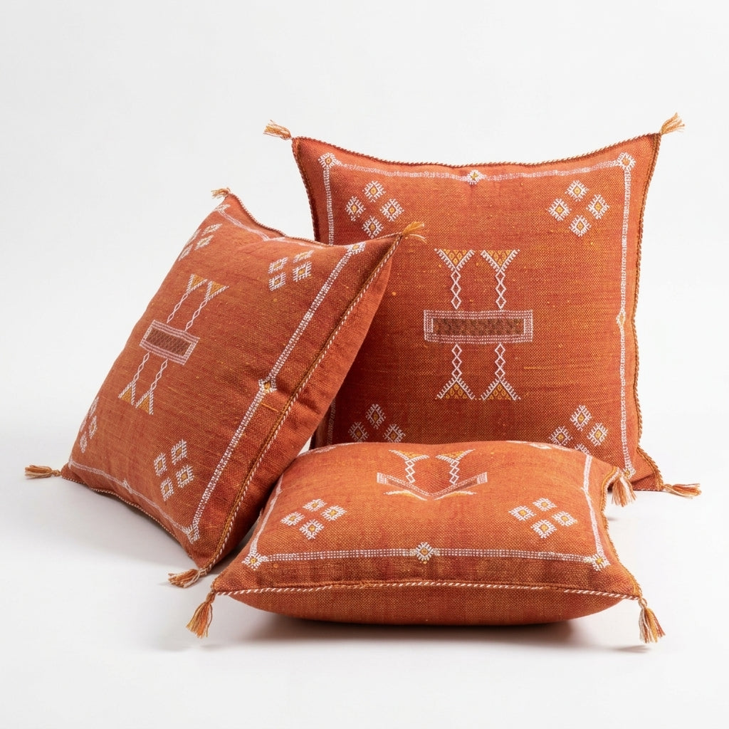 Burnt orange Moroccan sabra pillow