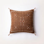 Coffee brown Moroccan sabra cactus silk pillow cover, 50x50 cm